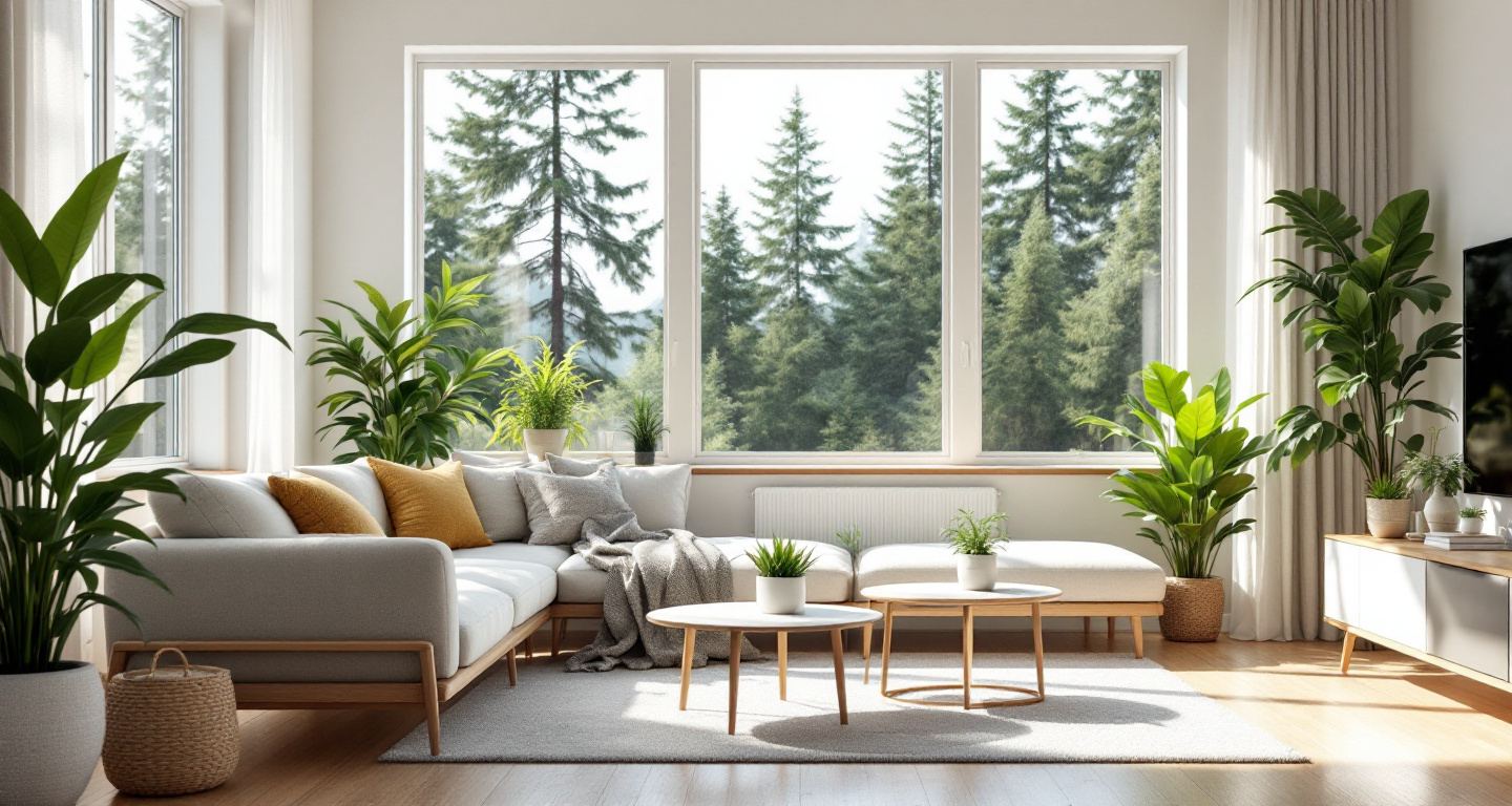 Bright airy Pacific Northwest living room